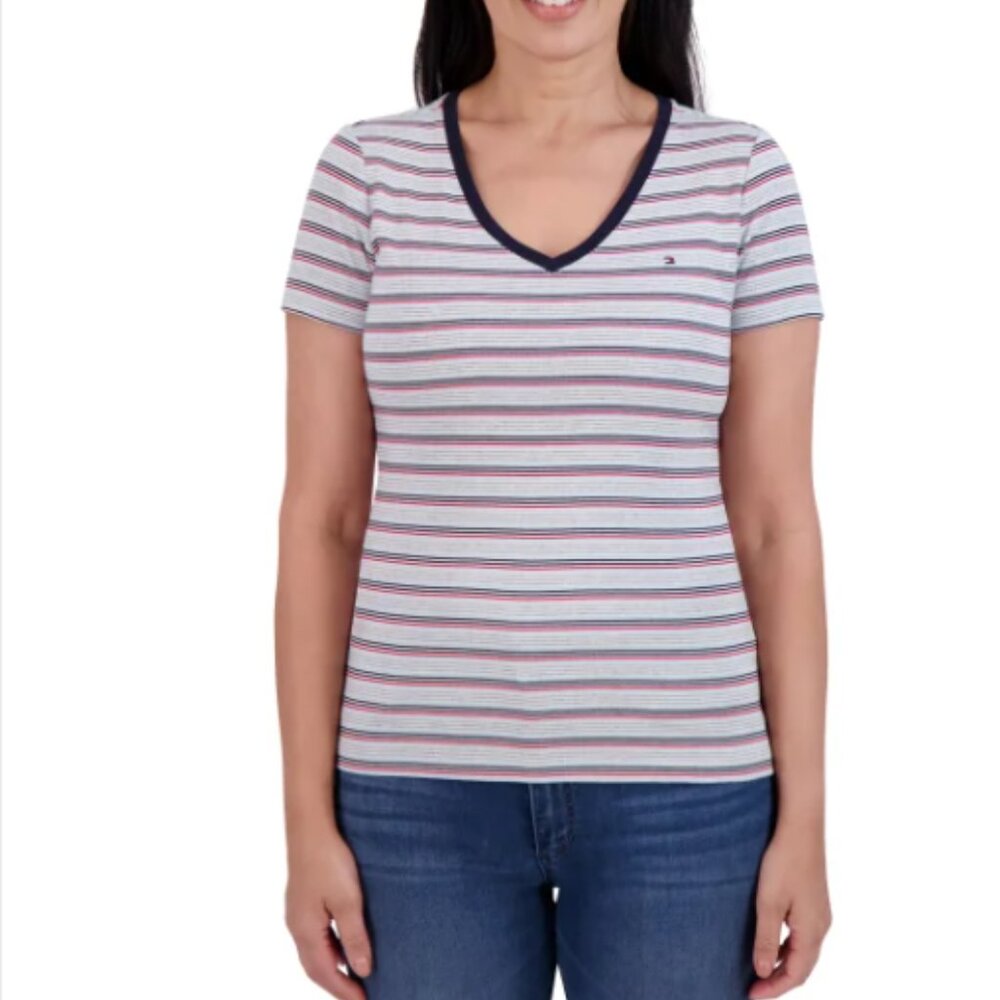 Tommy Hilfiger Women's V-Neck Tee Multicolor Size S